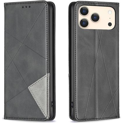 Mobigear Rhombus Slim iPhone 18 Pro Hülle Klapphülle - Schwarz