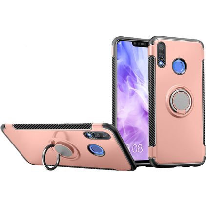 Mobigear Armor Ring Huawei Nova 3 Hülle Hardcase Backcover Stoßfest mit Ringhalter - Roségold
