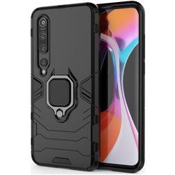 Mobigear Armor Ring Xiaomi Mi 10 Hardcase Backcover Shockproof mit Ringhalter - Schwarz