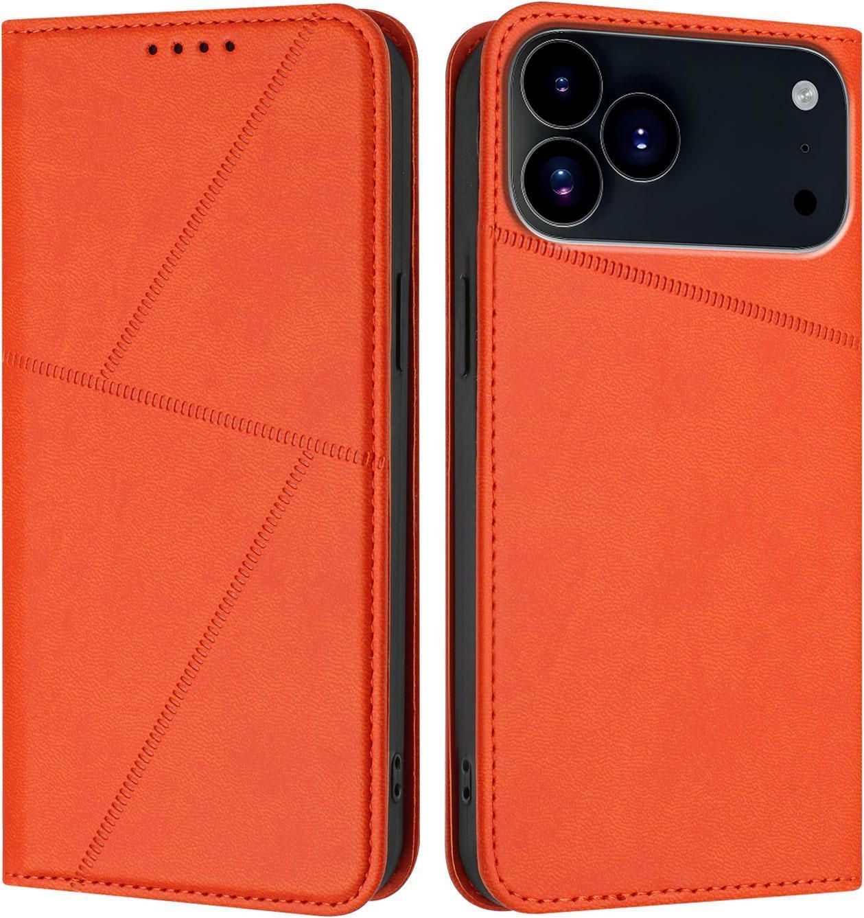 CAVOR Leder-Handyhülle Mit Band Für IPhone 14 Pro – 9 Kartenfächer, Magnetverschluss, Flip-Design