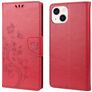 Mobigear Flowers iPhone 14 Hülle Klapphülle Geldbörse - Rot