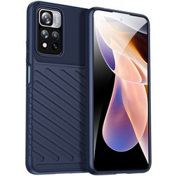 Mobigear Groove Xiaomi Redmi Note 11T Hülle Flexibles TPU Backcover - Blau