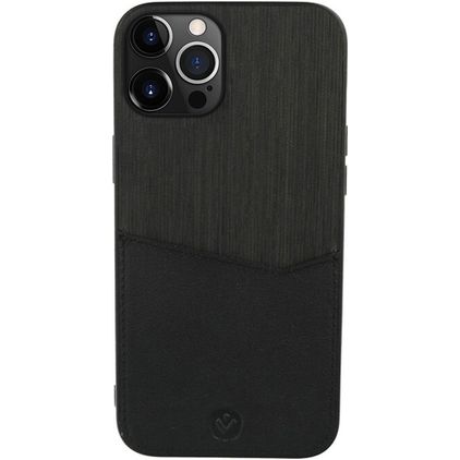 Valenta Card Slot iPhone 13 Pro Hülle Echtes Leder Backcover mit Kartenhalter - Schwarz