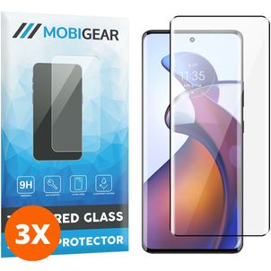 Mobigear Premium Motorola Edge 30 Fusion Panzerglas Gehärtetes Glas Displayschutz - Hüllenfreundlich - Schwarz (3er Pack)