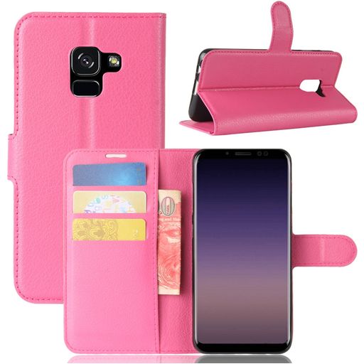 Mobigear Classic Samsung Galaxy A8 (2018) Hülle Klapphülle Geldbörse - Magenta