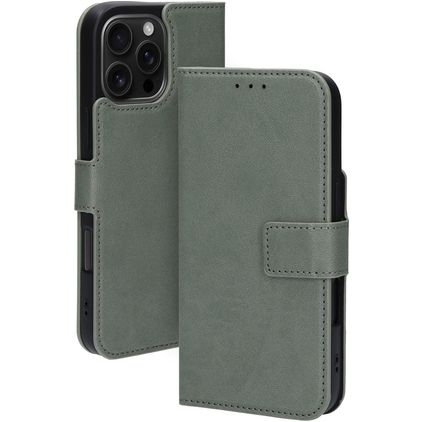 Mobiparts Classic Wallet MagSafe iPhone 16 Pro Max MagSafe Hülle Klapphülle Geldbörse - Stone Green