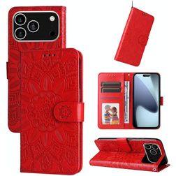Mobigear Sunflower iPhone 17 Pro Hülle Klapphülle Geldbörse - Rot