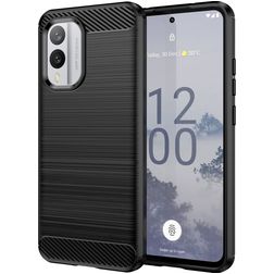 Mobigear Brushed Slim Nokia X30 Hülle Flexibles TPU Backcover - Schwarz