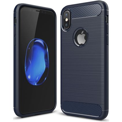 Mobigear Brushed Slim iPhone XR Hülle Flexibles TPU Backcover - Marineblau