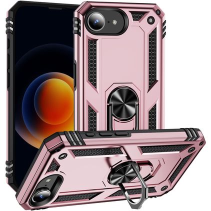 Mobigear Armor Ring iPhone 16e Hülle Hardcase Backcover Stoßfest mit Ringhalter - Roségold