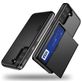 Mobigear Card Samsung Galaxy S21 Ultra Hülle Hardcase Backcover Stoßfest mit Kartenhalter - Silber