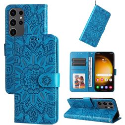 Mobigear Sunflower Samsung Galaxy S24 Ultra Hülle Klapphülle Geldbörse - Blau