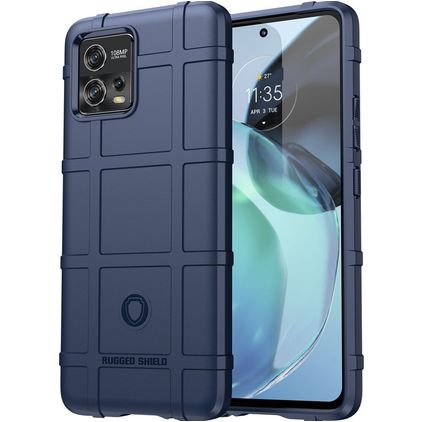 Mobigear Rugged Shield Motorola Moto G72 Hülle Flexibles TPU Backcover Stoßfest - Blau