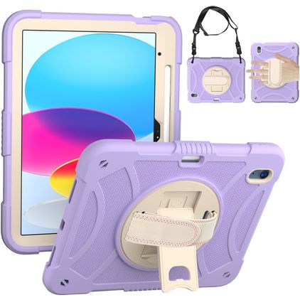 Mobigear SureGrip iPad 11 (2025) Hülle Kunststoff,Silikon Backcover + Stifthalter + Schulterträger + Ständer - Lila