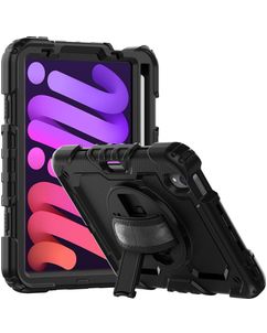 Mobigear SureGrip Xtreme iPad Mini 6 (2021) Hülle Kunststoff,Silikon Backcover + Stifthalter + Schulterträger + Ständer - Schwarz