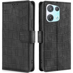 Mobigear Croco OPPO Reno 8 Pro 5G Hülle Klapphülle Geldbörse - Schwarz