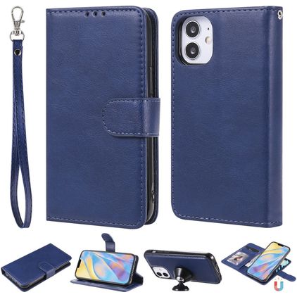 Mobigear Wallet iPhone 12 Mini 2in1 Klapphülle (herausnehmbar) Portemonnaie - Blau