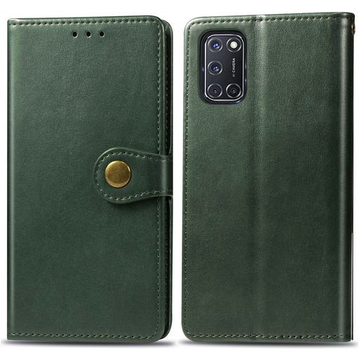 Mobigear Snap Button OPPO A52 Hülle Klapphülle Geldbörse - Grün
