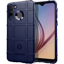 Mobigear Rugged Shield Samsung Galaxy A21 Hülle Flexibles TPU Backcover Stoßfest - Blau