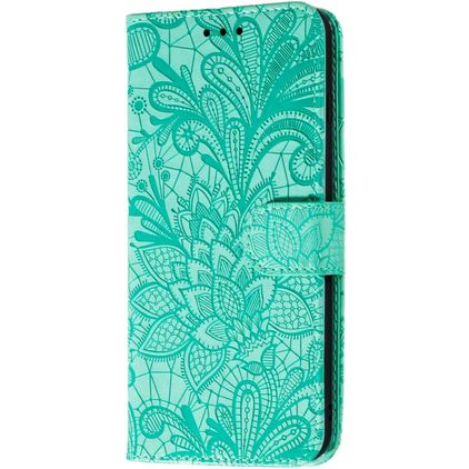 Mobigear Flowers POCO F2 Pro Hülle Klapphülle Geldbörse - Türkis