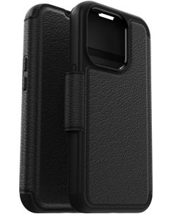 OtterBox Strada iPhone 15 Pro MagSafe Hülle Echtes Leder Klapphülle - Schwarz