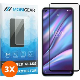 Mobigear Premium Wiko View 5 Panzerglas Gehärtetes Glas Displayschutz - Hüllenfreundlich - Schwarz (3er Pack)
