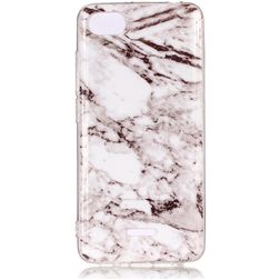 Mobigear Marble Xiaomi Redmi 6A Hülle Flexibles TPU Backcover - Weiß