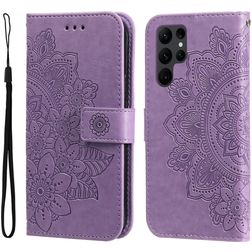 Mobigear Flowers Samsung Galaxy S23 Ultra Hülle Klapphülle Geldbörse - Lila