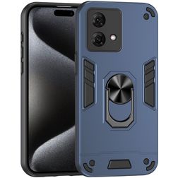 Mobigear Armor Ring Motorola Moto G84 Hülle Hardcase Backcover Stoßfest mit Ringhalter - Blau