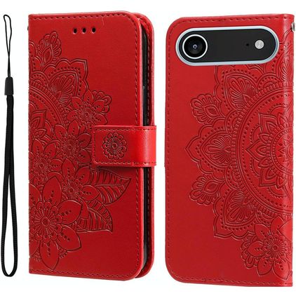 Mobigear Flowers iPhone Air Hülle Klapphülle Geldbörse - Rot