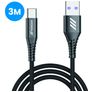 Mobigear Nylon USB-A auf USB-C Kabel 3 Meter - Schwarz