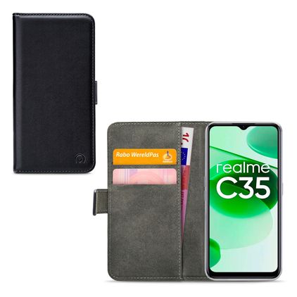 Mobilize Classic Gelly Wallet Realme C35 Hülle Klapphülle Geldbörse - Schwarz