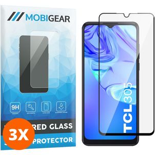 Mobigear Premium TCL 305 Panzerglas Gehärtetes Glas Displayschutz - Hüllenfreundlich - Schwarz (3er Pack)