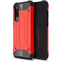 Mobigear Outdoor Huawei P30 Hülle Hardcase Backcover Stoßfest - Rot