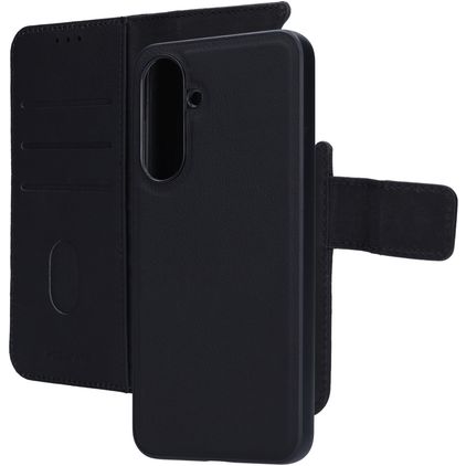 Mobiparts Samsung Galaxy A36 Hülle Echtes Leder Abnehmbare 2in1 Klapphülle Geldbörse - Schwarz