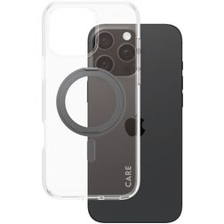 CARE by PanzerGlass Kickstand iPhone 16 Pro Max MagSafe Hardcase Backcover mit Ständer - Transparent / Schwarz