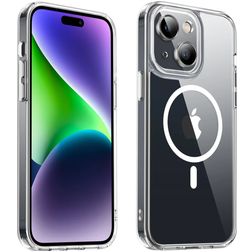 Valenta Trend iPhone 15 MagSafe Hülle Hardcase Backcover - Transparent / Weiß