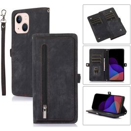 Mobigear Zipper iPhone 14 Hülle Klapphülle Geldbörse - Schwarz Mobigear Zipper iPhone 14 Hülle Klapphülle Geldbörse - Schwarz