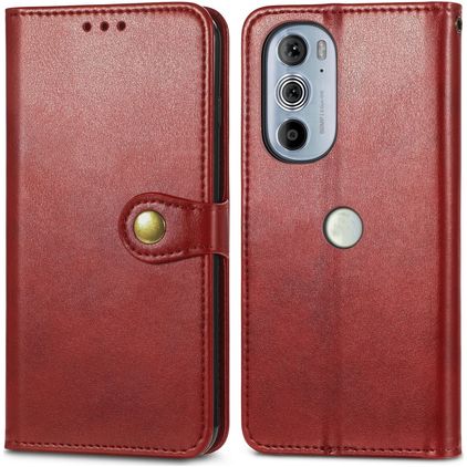 Mobigear Snap Button Motorola Edge 30 Pro Hülle Klapphülle Geldbörse - Rot