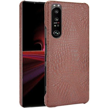 Mobigear Croco Sony Xperia 1 III Hülle Hardcase Backcover - Braun