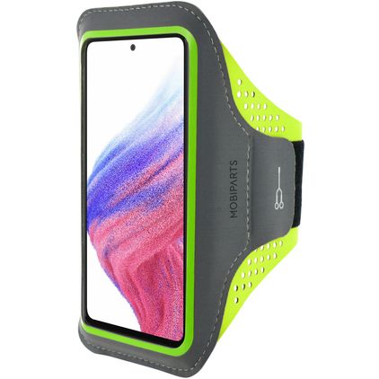 Mobiparts Comfort Fit Handyhalterung Joggen Samsung Galaxy A53 Sporthülle Neopren Sportarmband - Neon Green