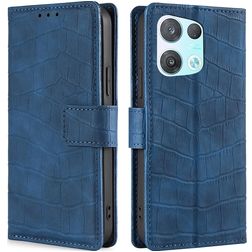 Mobigear Croco OPPO Reno 8 Pro 5G Hülle Klapphülle Geldbörse - Blau