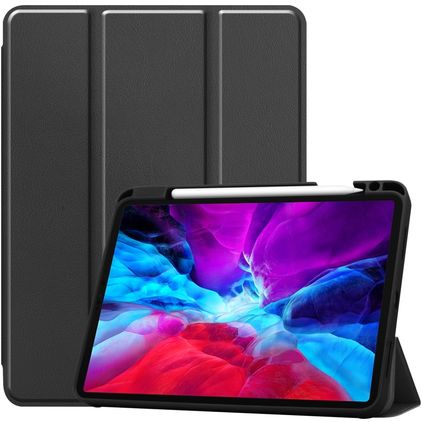 Mobigear Tri-Fold Gel iPad Pro 12.9 Zoll (2020) Hülle TPU,Kunstleder Klapphülle + Stifthalter - Schwarz