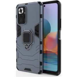 Mobigear Armor Ring Xiaomi Redmi Note 10 Pro Hülle Hardcase Backcover Stoßfest mit Ringhalter - Blau