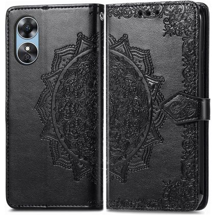 Mobigear Mandala OPPO A17 Hülle Klapphülle Geldbörse - Schwarz