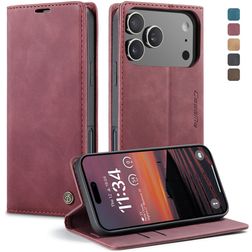 CaseMe 013 iPhone 17 Pro Hülle Klapphülle Geldbörse - Rot