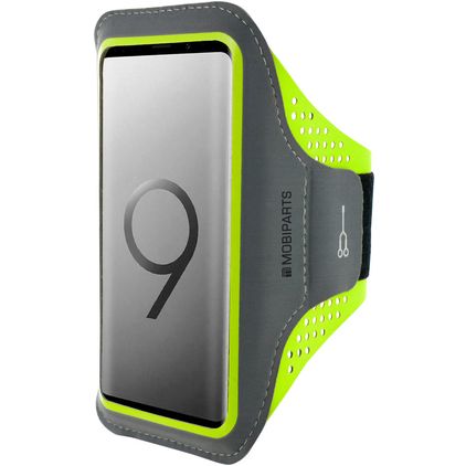 Mobiparts Comfort Fit Handyhalterung Joggen Samsung Galaxy S9 Plus Sporthülle Neopren Sportarmband - Neon Green