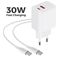 Mobiparts Wall Charger Dual USB / USB-C USB-C 1 Meter Power Delivery 30W 3A - Weiß