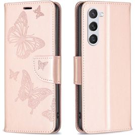 Mobigear Butterfly Samsung Galaxy S23 Hülle Klapphülle Geldbörse - Roségold Mobigear Butterfly Samsung Galaxy S23 Hülle Klapphülle Geldbörse - Roségold