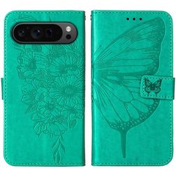 Mobigear Butterfly Google Pixel 9 Pro Hülle Klapphülle Geldbörse - Grün
